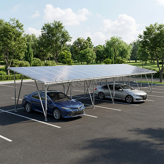 Photovoltaic carport structure combining parking space utilization with sustainable energy production